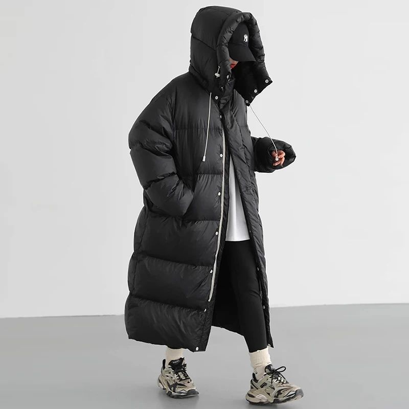 Women's Down Coats Korean Loose Hooded Thick Warm Long Puffer Jacket Winter Coat for Women Female Parkas Outerwears 2022