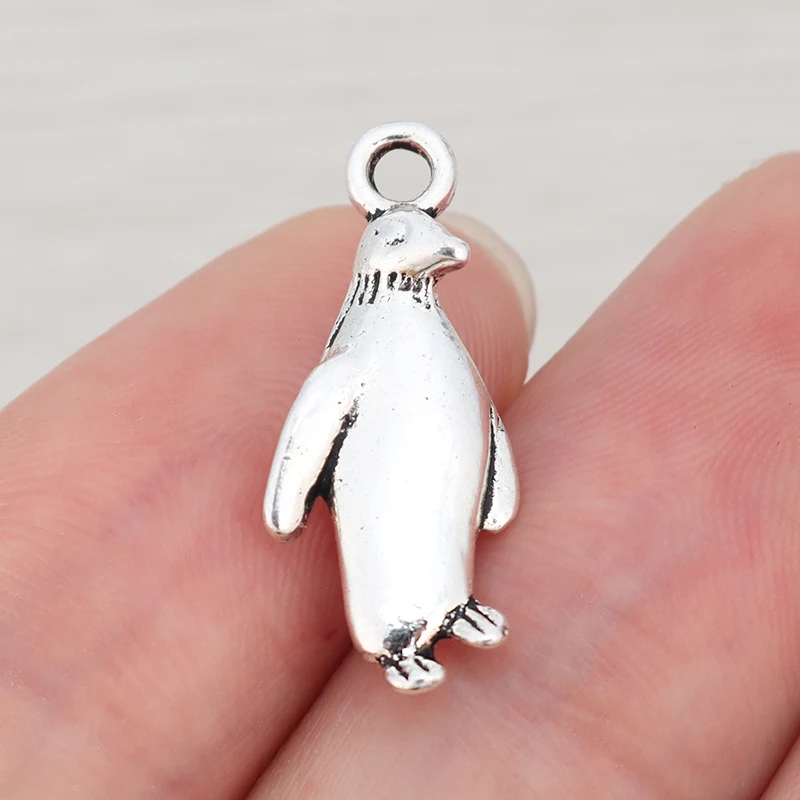 

5 x Tibetan Silver Animal Penguin Charms Pendants Beads For Necklace Bracelet Jewelry Making Findings 23x10mm