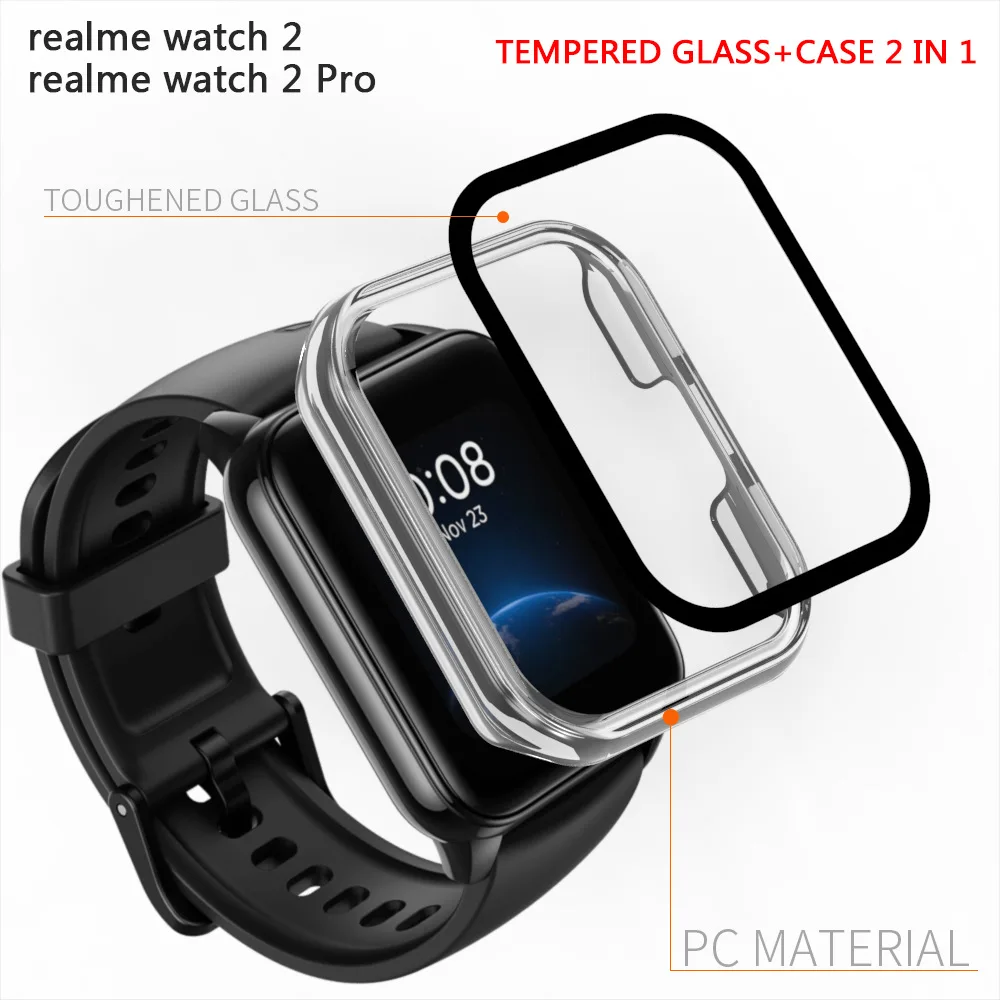 

case+gless to realme watch 2/2Pro watch protective case PC tempered glass shell film factory