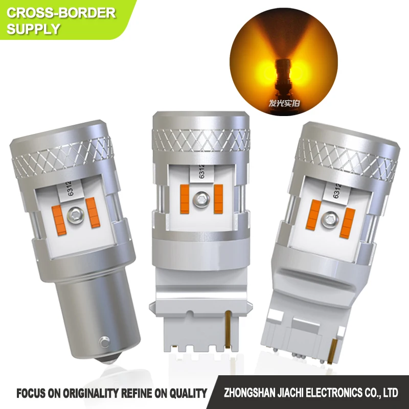 JIACHI 50 шт. BA15S 1156 светодиодный автомобильный поворотный чип W21W 1860 4SMD CANBUS 3156 T20 7440 Высокая мощность Европейская система P27W желтый DC12V