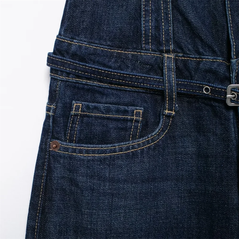 2024 женский осенний новый продукт хлопковый удобный синий ковбойский комбинезон