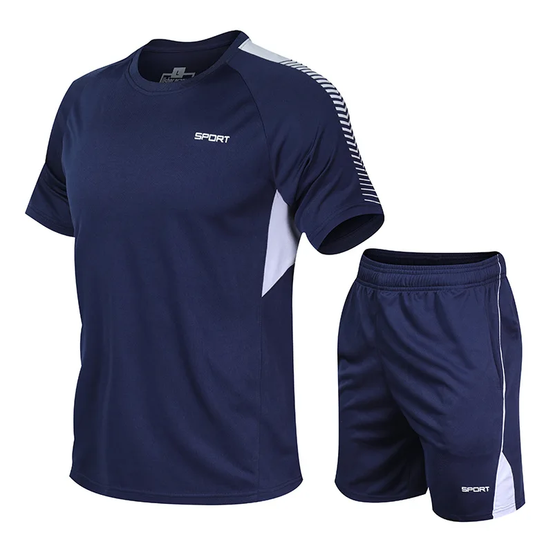 Summer sports Sets men's large size quick drying breathable running clothes loose leisure fitness short sleeves 2022 new style