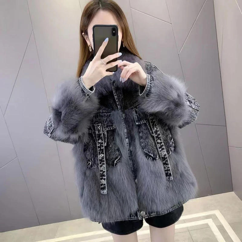 2022 Winter New Women Plush Jacket High Quality Mid Length Single Breasted Fleece Warm Faux Fur Coats Elegant Female Clothing