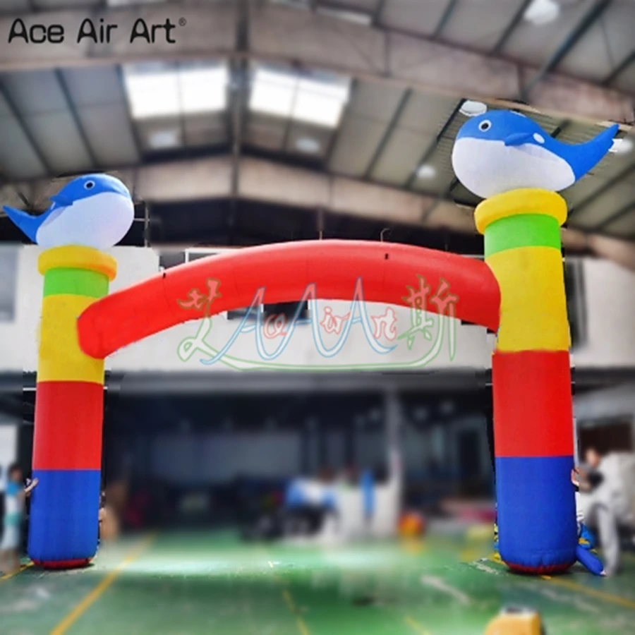 

Portable Polychrome Dolphin Inflatable Arch For Entrance Of Natatorium Gate Ace Air Art Manufacturing