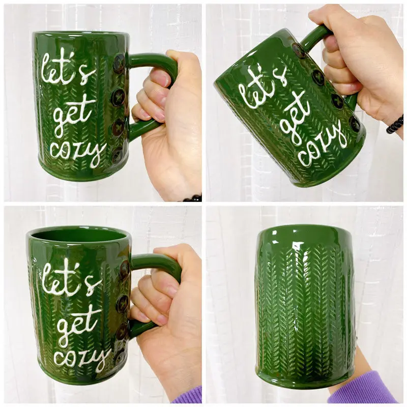 Рождественская керамическая кружка ручной работы чашка для воды с Санта Клаусом