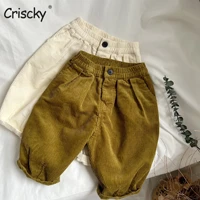 criscky 2022 autumn baby girls boys solid pants korean toddlers kids casual loose corduroy haren trousers children clothes