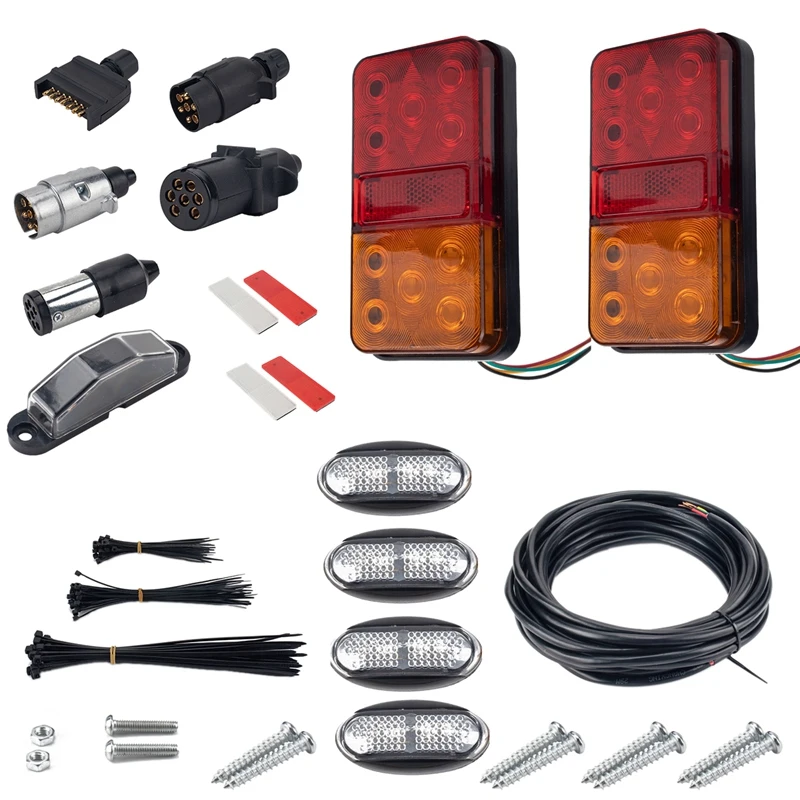 

Led Trailer Tail Light Kit Pair Plug, 8M 5 Core Wire Caravan Boat Ute Waterproof EU Plug AU Plug