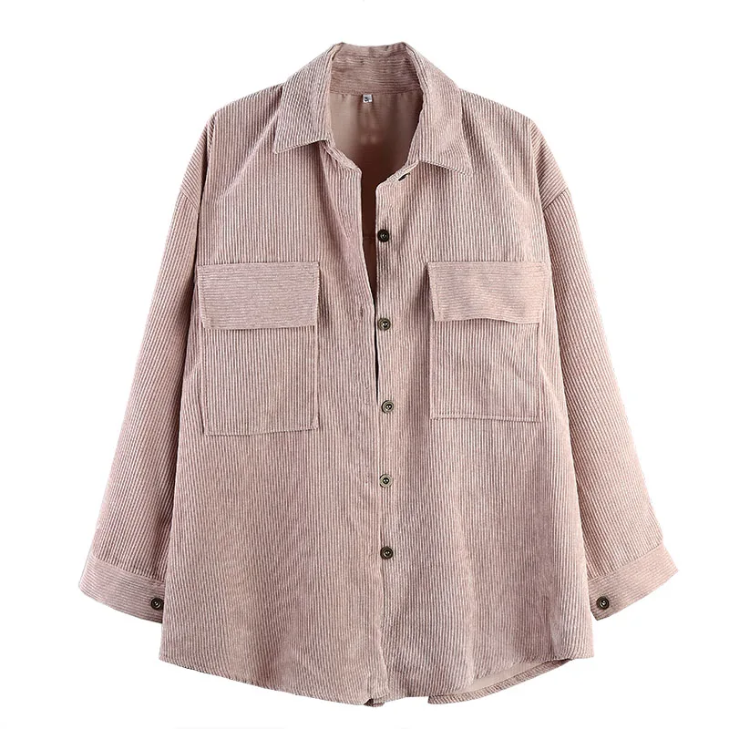 

2022 Shirts Women Corduroy Solid Long Sleeve Casual Korean Outwear Womens Shirt Tops Students All-Match Harajuku Chic
