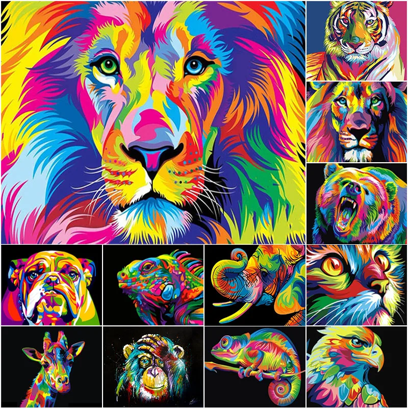 

Алмазная 5D картина «сделай сам», Набор для вышивки крестиком с изображением Льва, тигра, кота, собаки, полная выкладка, мозаика, картина Стра...