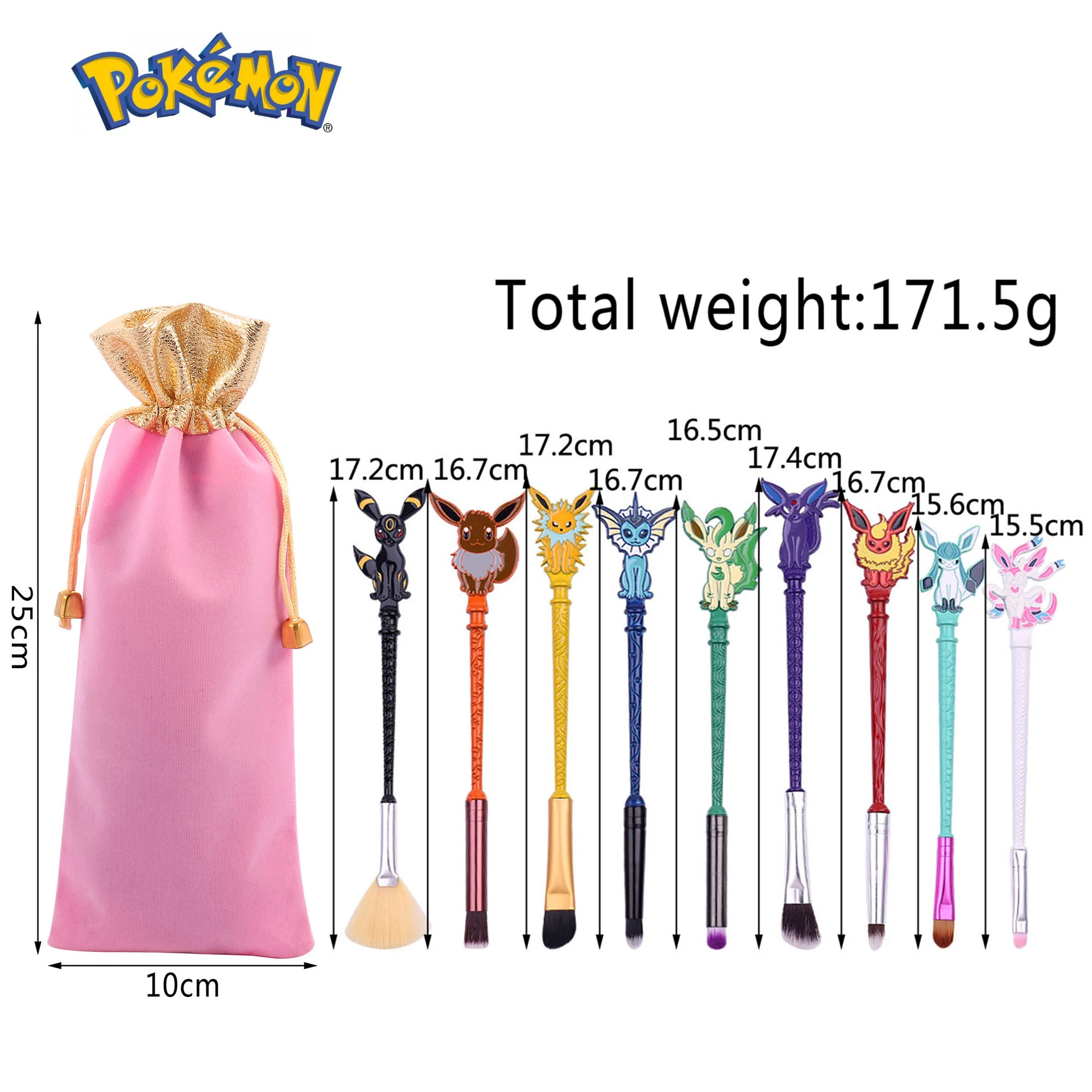 

Anime Peripherals Pokemon Pikachu 9pcs Metal Loose Powder Brush Makeup Brush Eyeshadow Brush Tool Set Gift Fashion Trend