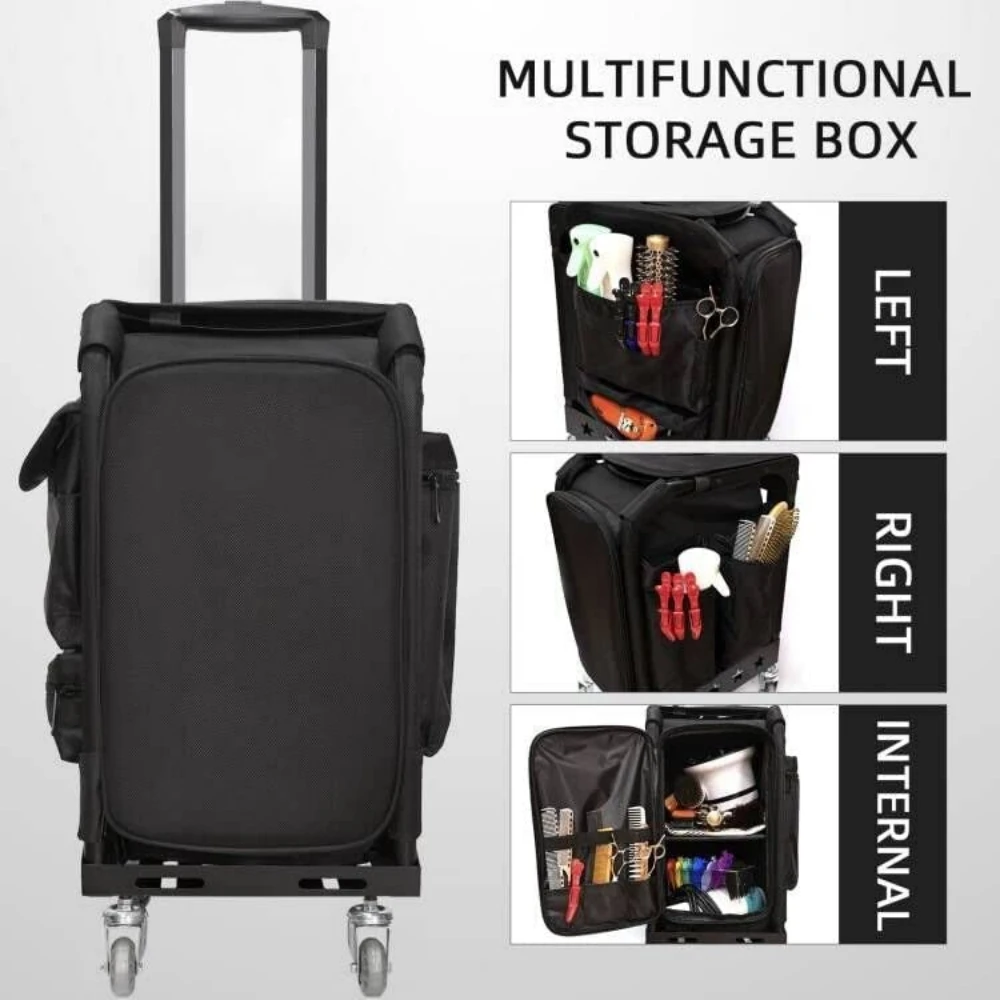 Barber Tools Storage Case Salon Travel Case with Wheel Portable Organizer for Makeup Artist Cosmetology Hair Stylist Supplies