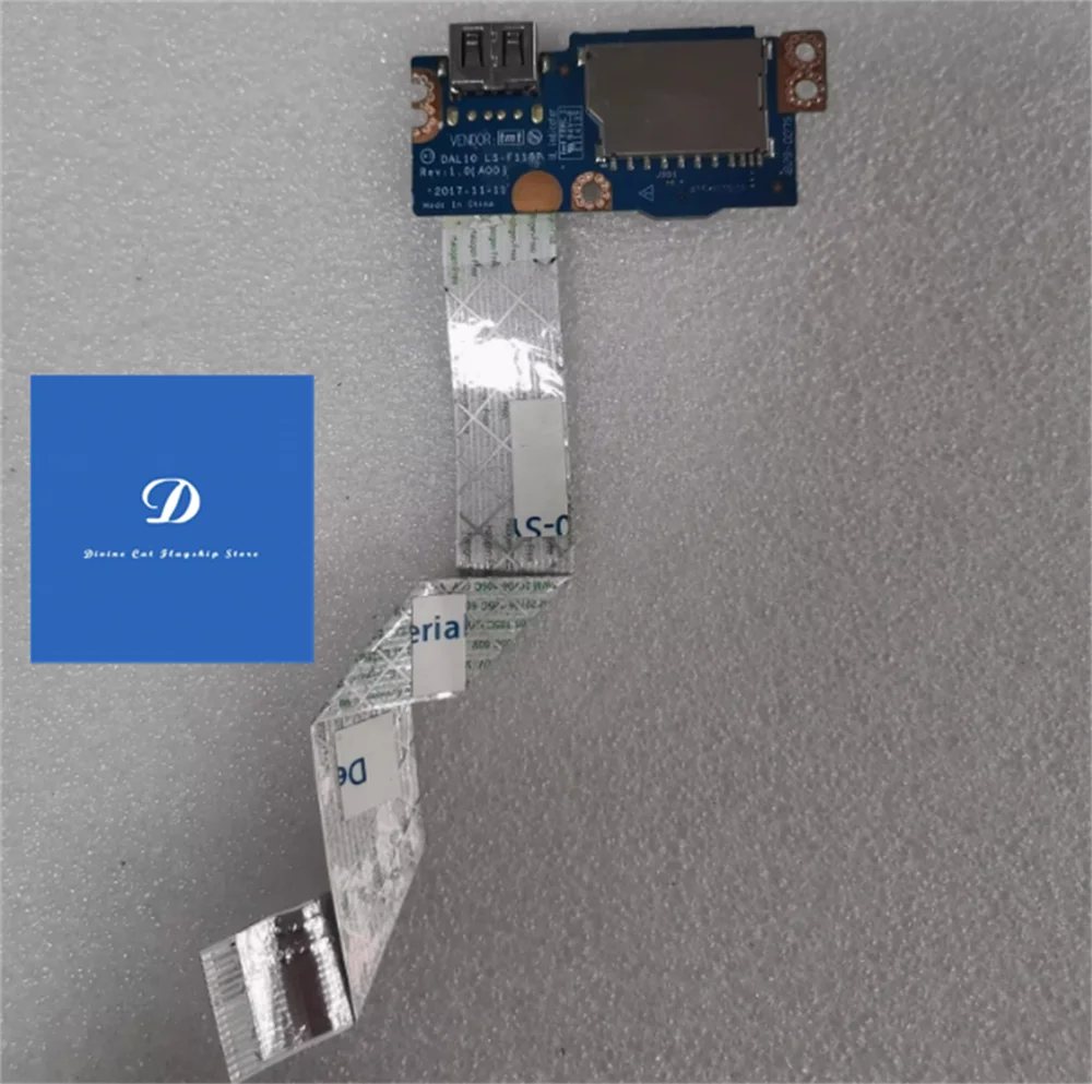 Плата проводного устройства чтения карт памяти Dell Latitude 3490 3590 P89G USB SD LS-F118P JXKP3