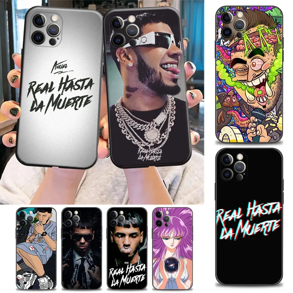 

Anuel AA Real Hasta La Muerte Rapper Fundas Phone Case For iPhone 11 12 13 14 Pro Max Mini XR Xs SE 2020 6 7 8 Plus Cases Covers