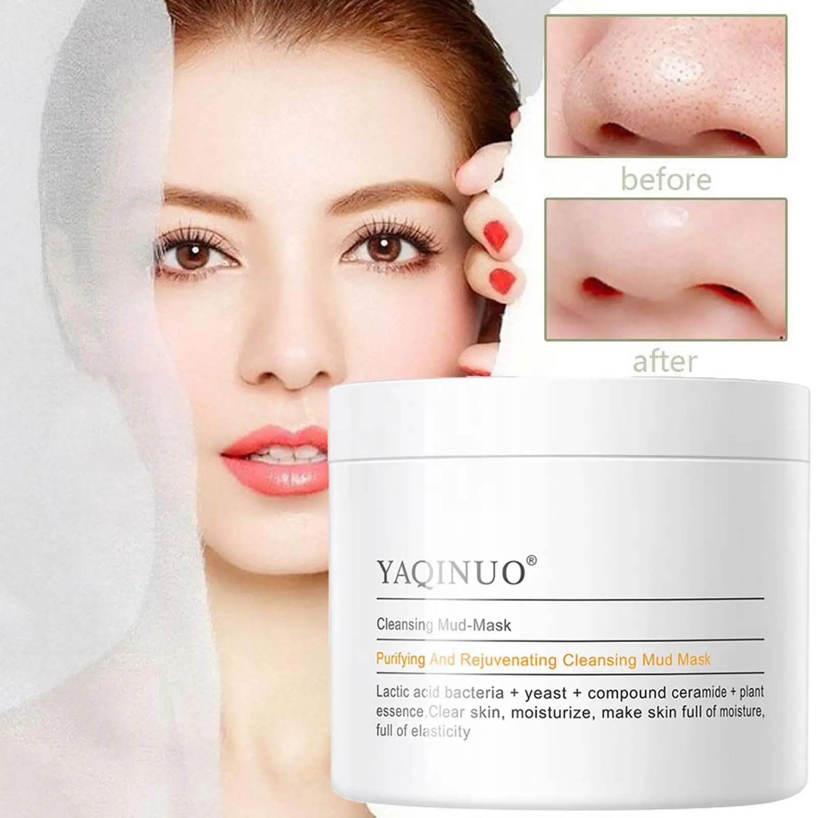 Глубокая очистка белая глина очищение увлажнение удаление черных точек и акне