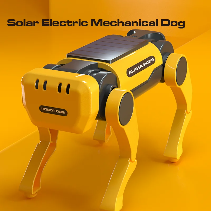 DIY Assembly STEM Solar Toys Electric Mechanical Dog Science Tech Puzzle Toy Quadruped Bionic Smart Education Robot Dog Toys