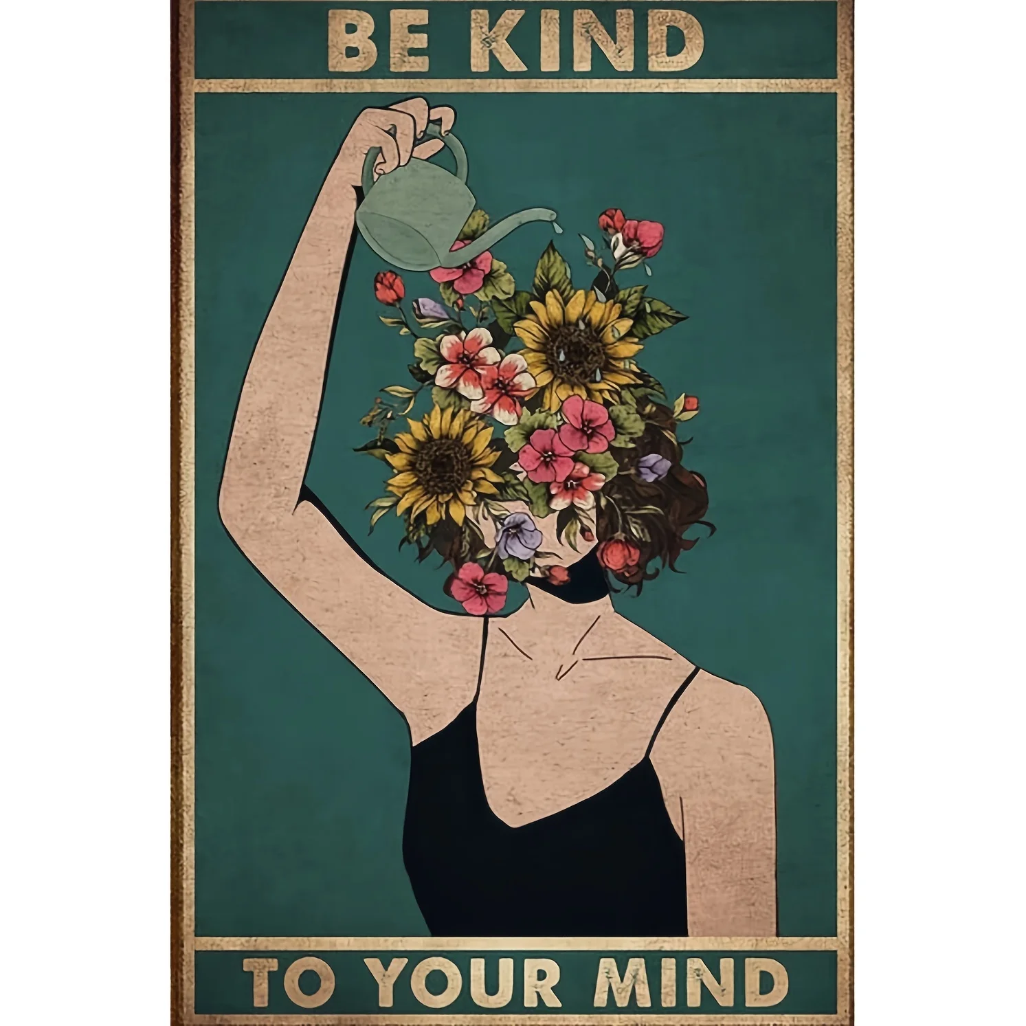 

Metal Vintage Tin Sign Be Kind To Your Mind Lady Gift Floral Woman Gift For Plant Lovers Funny Retro Wall Art Sign 12x8 Inches