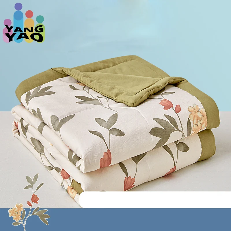 

Floral Double Gauze Spring Summer Quilt Comfortable Breathable Double Blanket Class A Mother and Baby Grade Quilts Skin-friendly