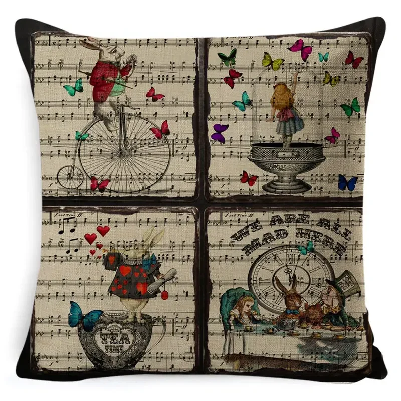 

Винтажный чехол для подушки Bandai, фланель, кролик, Алиса в Стране Чудес