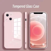 square liquid silicone tempered glass case for iphone 13 11 12 pro max mini se 2020 x xs max xr 6 6s 7 8 plus shockproof cover
