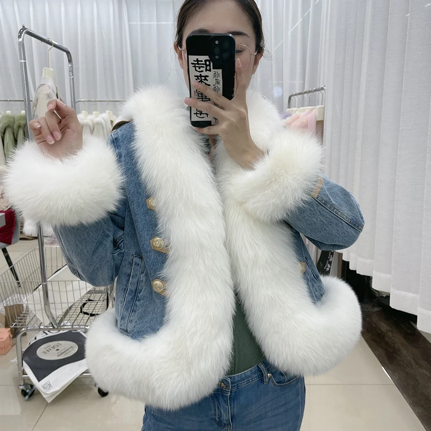 

FURARISTOCRAT Imported Fox Fur Fur Coat for Women down Feather Liner Parka 2022 Winter New Young Popular