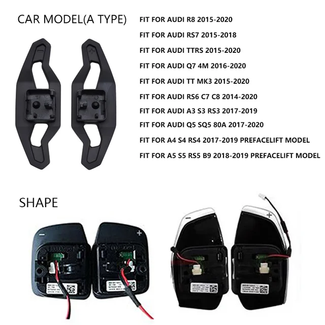 

Удлинитель переключателей рулевого колеса из алюминиевого сплава и углеродного волокна для Audi A3 S3 RS3 A4 S4 RS4 A5 S5 RS5 A6 S6 Q3 Q5 TT MK3