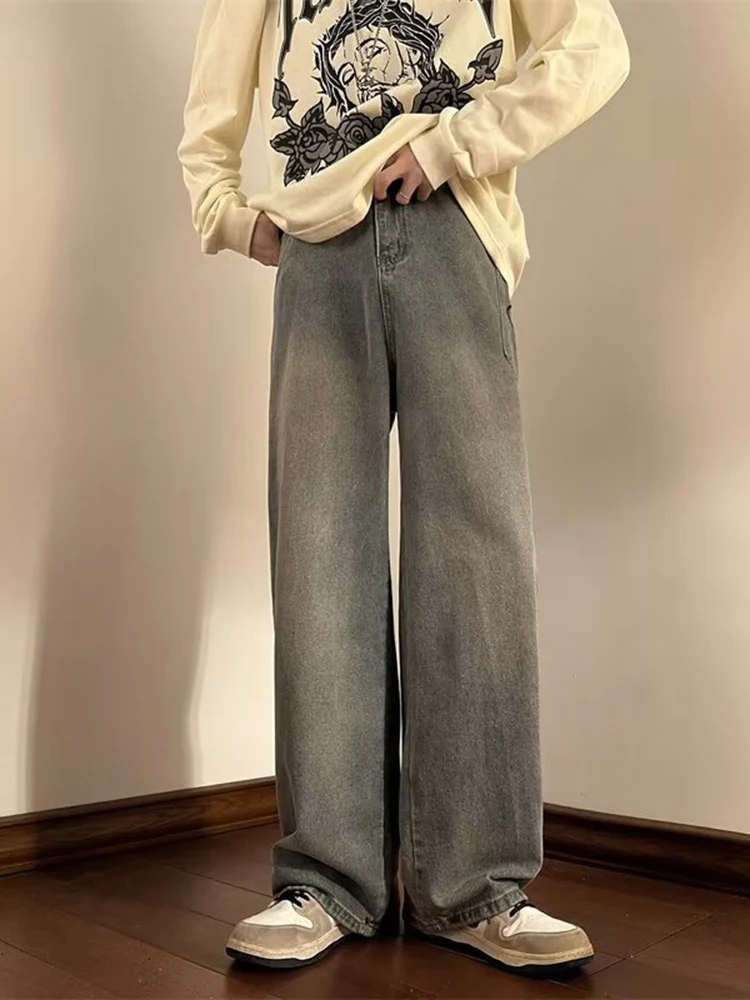 Baggy Jeans Men Fashion Retro Casual Wide-leg Jeans Men Streetwear Loose Hip Hop Straight Denim Pants Mens Trousers Men Pants