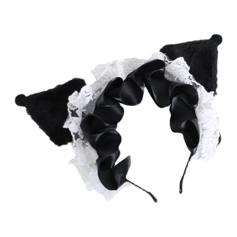 

Милая повязка на голову в стиле "Лолита", обруч для волос в форме ушей Kuromi, плюшевая повязка для волос, повязка для волос на день рождения, кос...