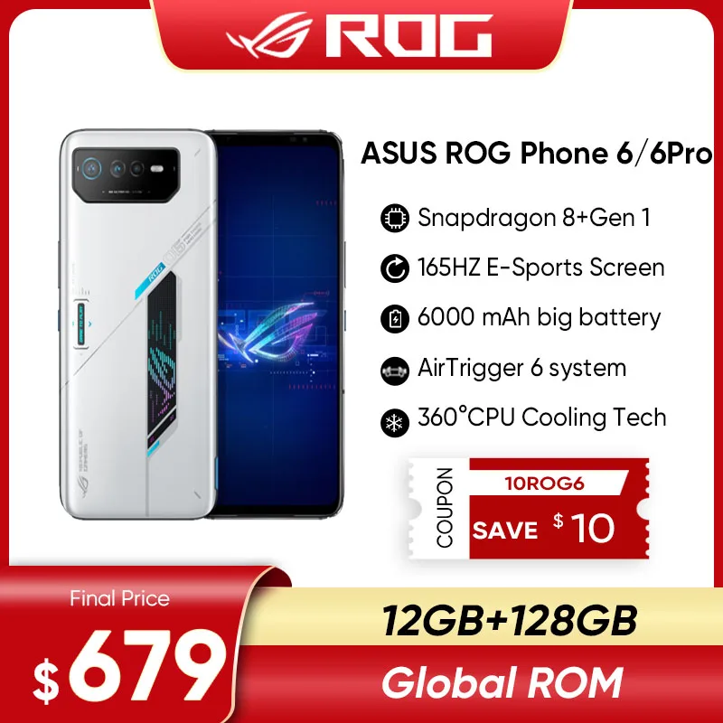 ASUS ROG Phone 6pro 6 Multi-Language Snapdragon 8+Gen 1 6000mAh Battery 165Hz AMOLED ROG 6 6pro 5G Game Phone Chrome Play Store