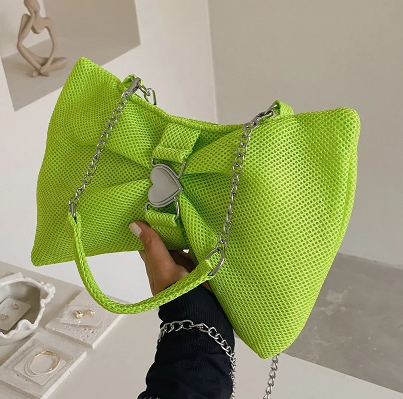 

2022 сумки на плечо с бантом для женщин, дизайнерские модные сумки-мессенджеры, новые модные женские сумки, однотонные флуоресцентные зеленые...