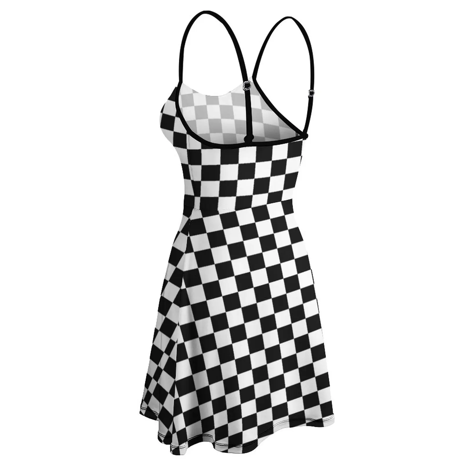 Черно-белое клетчатое дизайнерское покрывало мини-Шахматы женское платье на