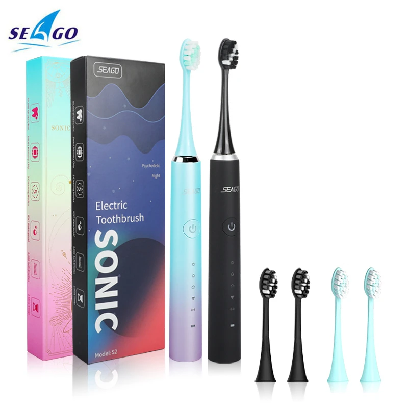 

SEAGO Sonic Electric Toothbrush Waterproof 5 Modes USB Rechargeable Toothbrushes for Gum Care Teeth Whitening with Smart Timer