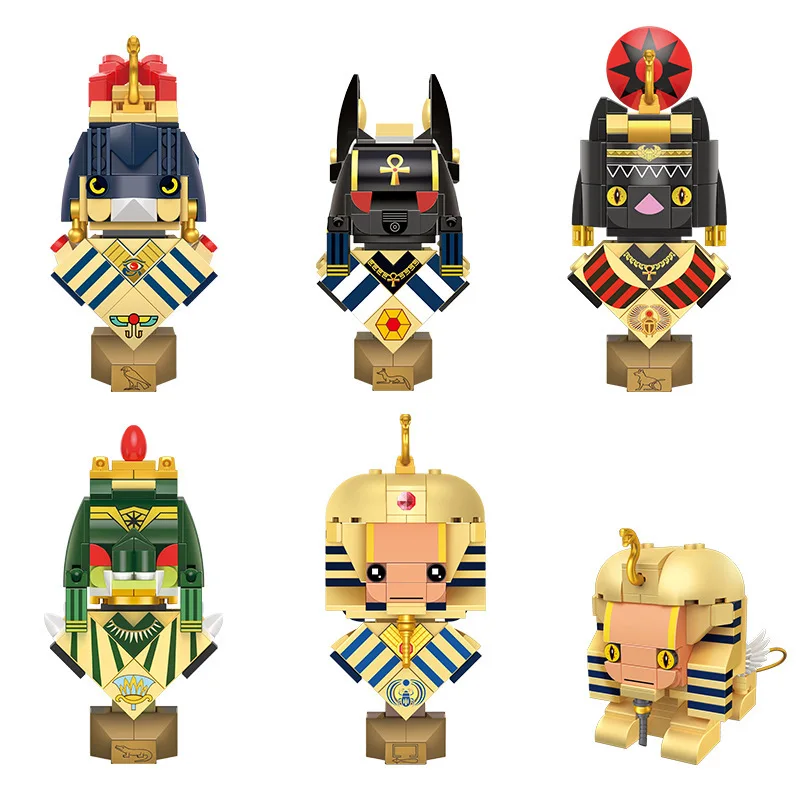 

Bizarre building block creative design blind box series Egypt fangtouzai hand-made compatible desktop model toy decoration gift