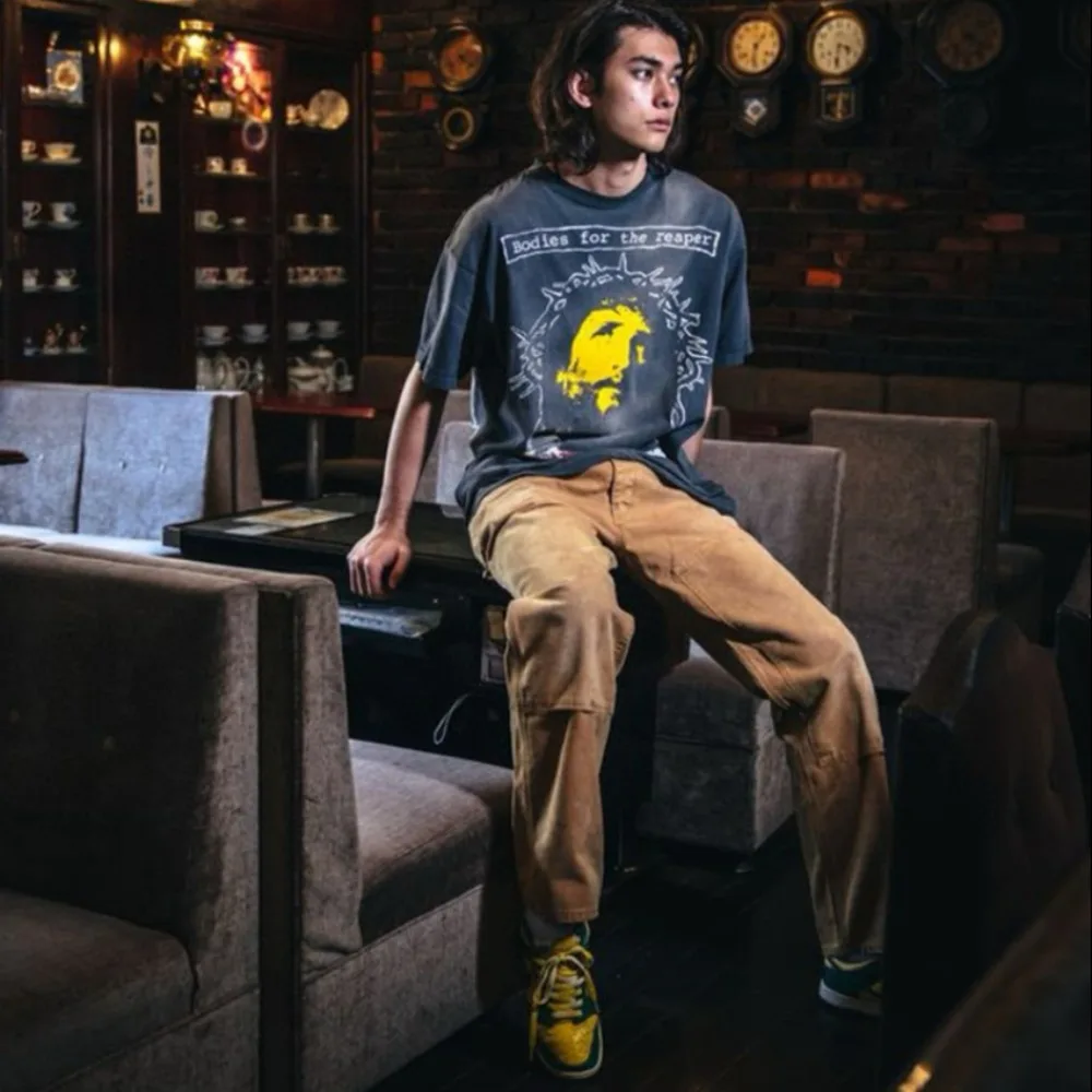 NIGO Мужская летняя винтажная футболка с короткими рукавами Do Old Destruction