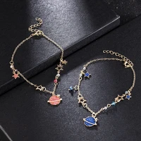 galaxy star starry sky bracelet blue pink crystal charm romantic sailor moon planet bracelet bangle jewelry gift for women girl