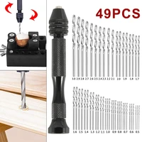 49pcsset precision pin vise hobby drill bits with model twist hand drill bits for diy drilling woodworking tool accessories