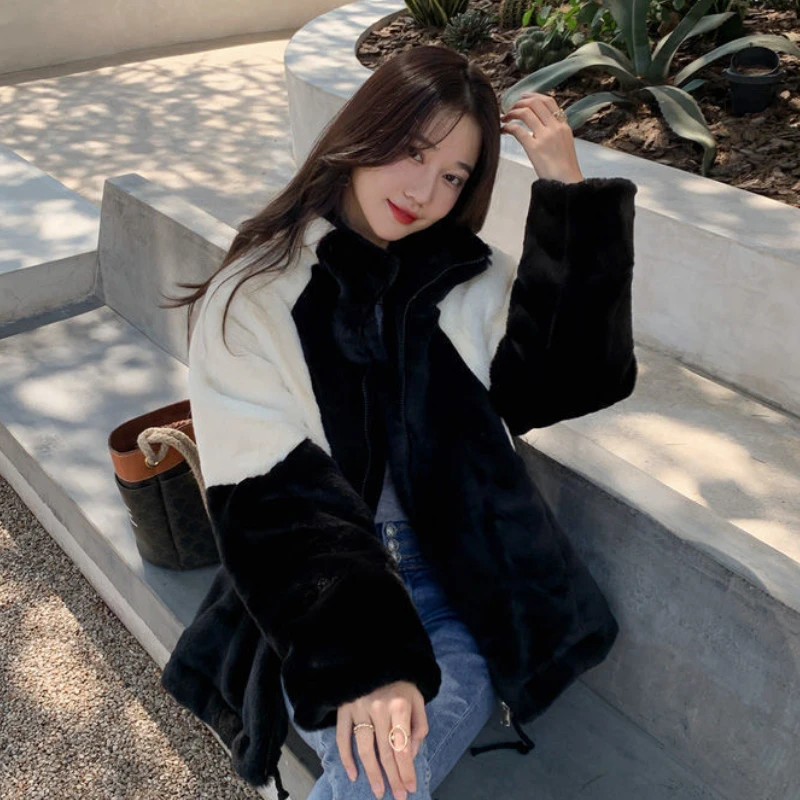 Mid-length Faux Fur Coat Women Faux Fur Jacket Super Hot Winter Coat Faux Rabbit Fur Loose Thermal Coat New