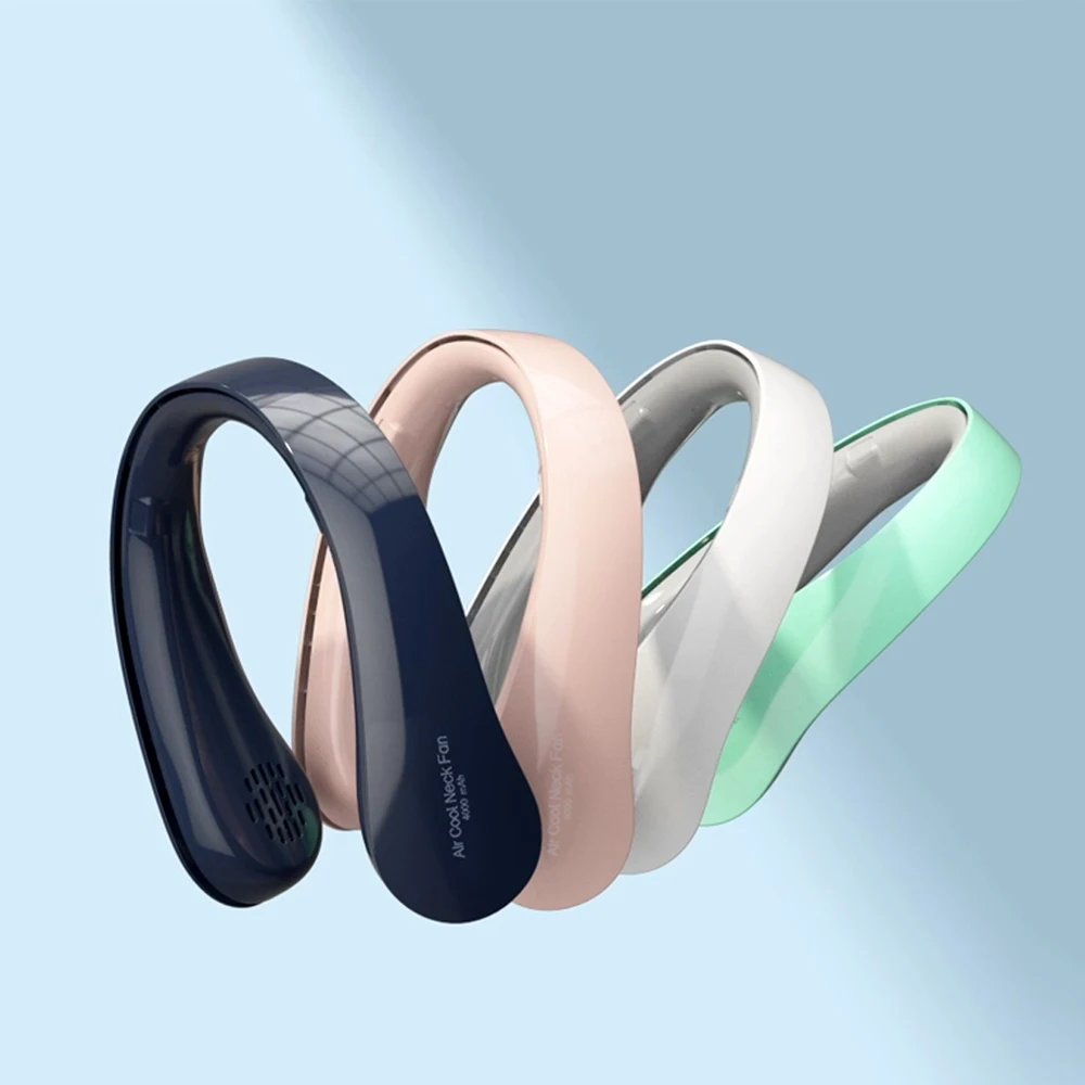 

Hands-free Lazy Neck Sports Fan Rechargeable Folding Bladeless Hanging On Neck Band Cooling Fan Portable Mini USB Necklace Fan