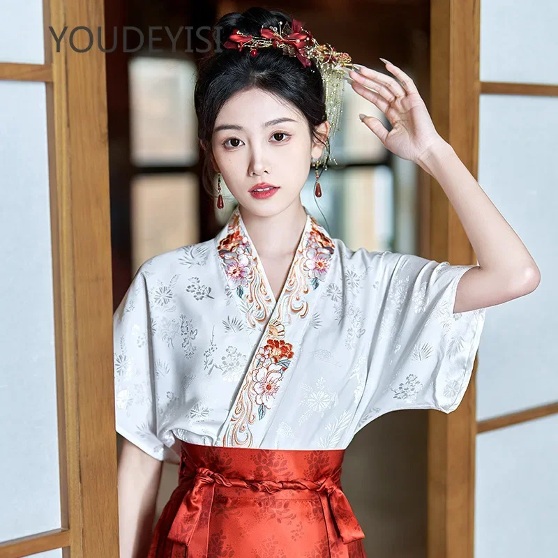 Новинка от YOUDEYISI китайский ханьфу жаккардовый вышитый женский топ с вырезом