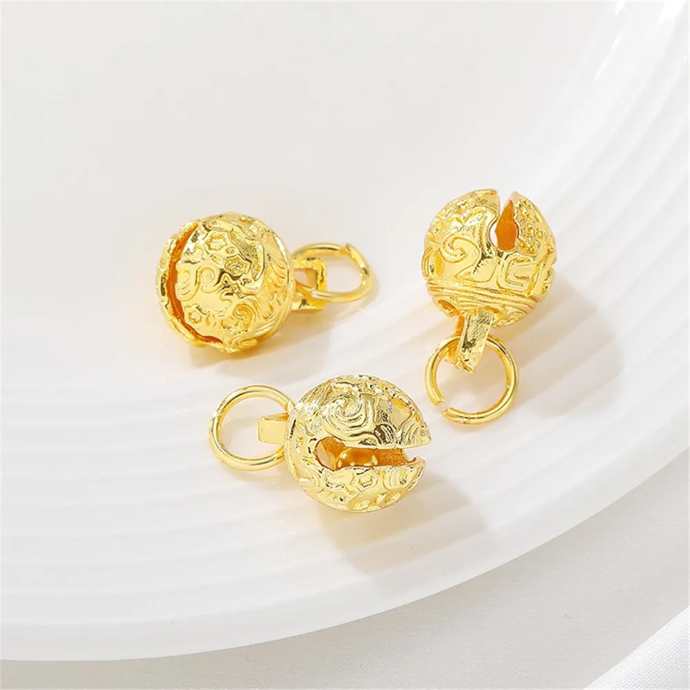 Позолоченный полый колокольчик с головой тигра 14 к Маленькая подвеска ручной