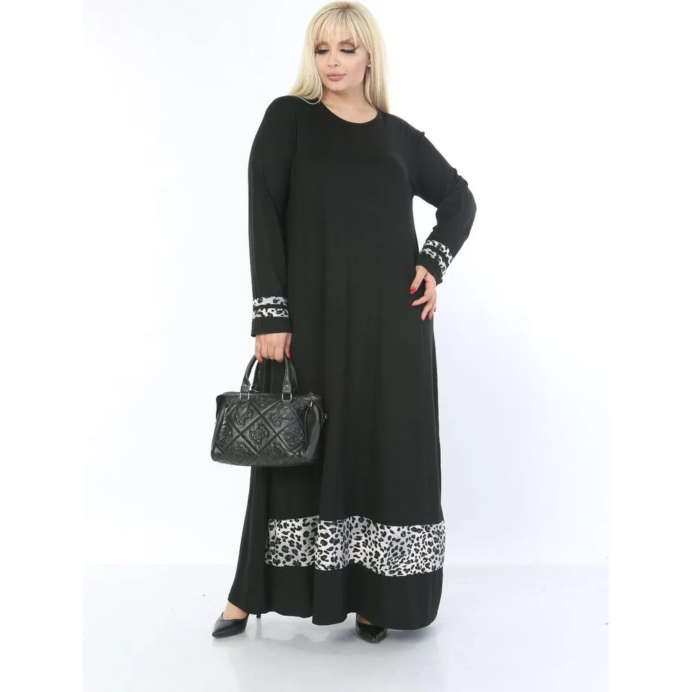 

Черная юбка с рукавами Dorlie кофейное платье большого размера с леопардовой лентой