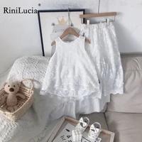rinilucia 2pcs baby girls clothing sets summer sleeveless kids girls clothes lace shirtspants outfits children casual suits