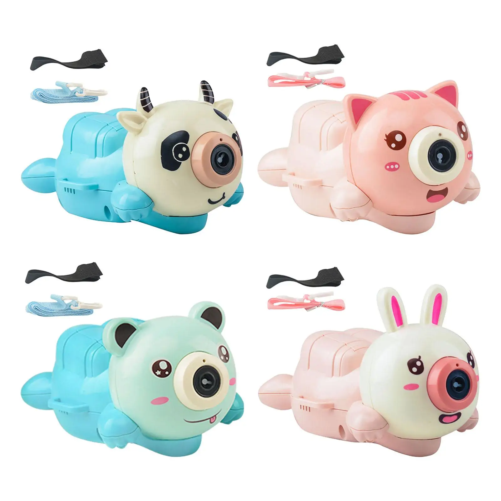 

Cartoon Animal Automatic Bubble Maker Bubble Blower Bubble solution with Neck Lanyard with Watch Band Portable for Kids Children