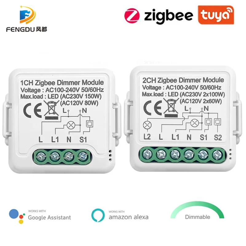 

Умный переключатель Zigbee с Wi-Fi, диммер с двухсторонним управлением, 10 а/16 А, работает с Alexa Google Home