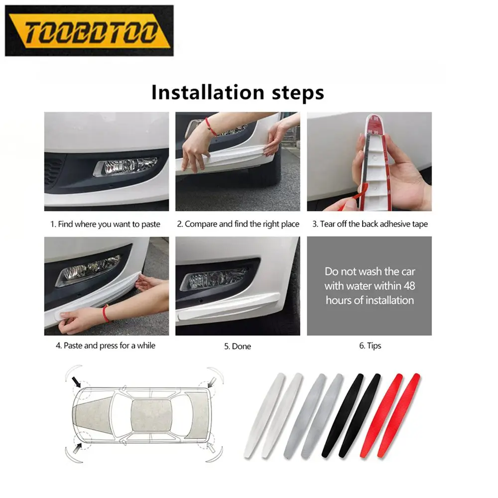 

4 шт., декоративная лента для защиты от столкновений для автомобиля, универсальный передний и задний бампер, аксессуары для автомобиля