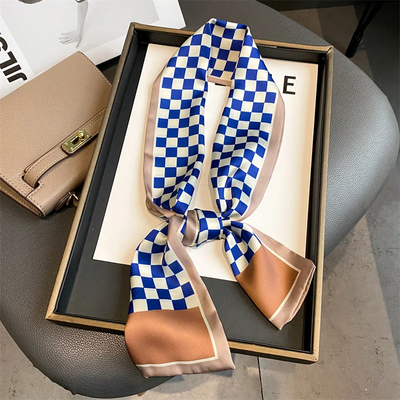 

Long Silk Satin Headband Scarf Women Luxury Neck Tie Skinny Ribbon Hair Handle Bag Wrist Foulard Bandana Kerchief Echarpe 2022