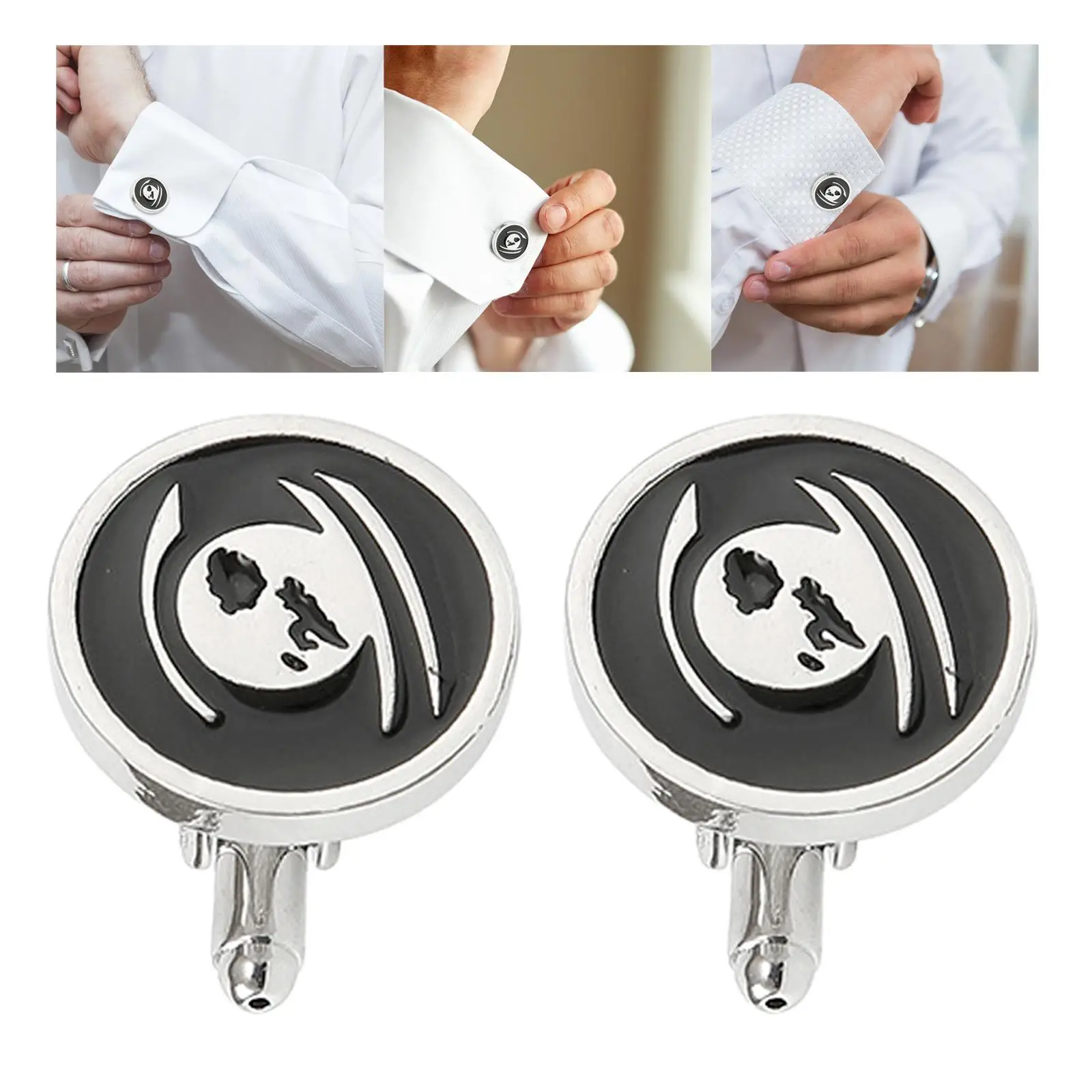 

1 Pair Round Men Cufflinks Statement Stylish Simple Gift Cuff Links for Anniversary Shirt Accessories Birthday Groomsmen Husband