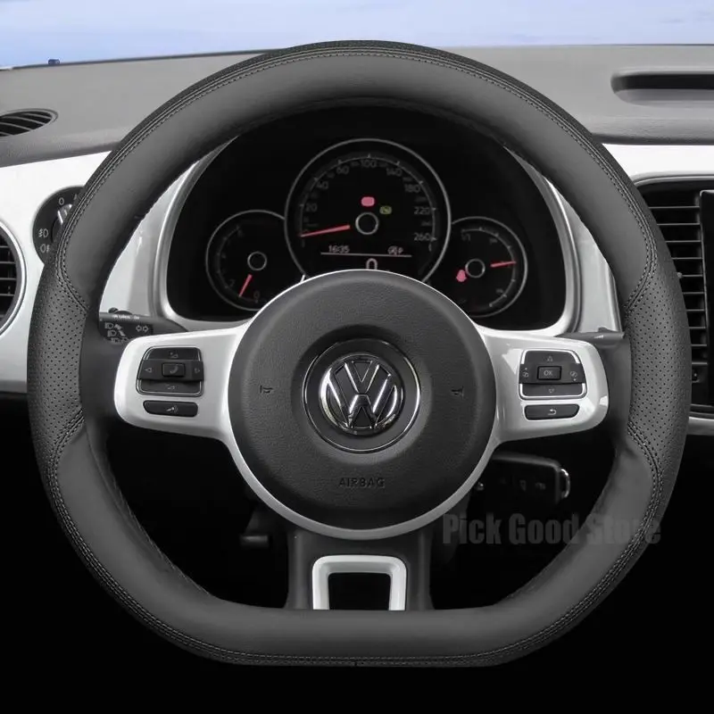 Фото Кожаный чехол на руль автомобиля для Volkswagen Crafter Golf Mk4 Mk2 8 Polo 6r Scirocco Touran Lupo, аксессуары для интерьера автомобиля №2