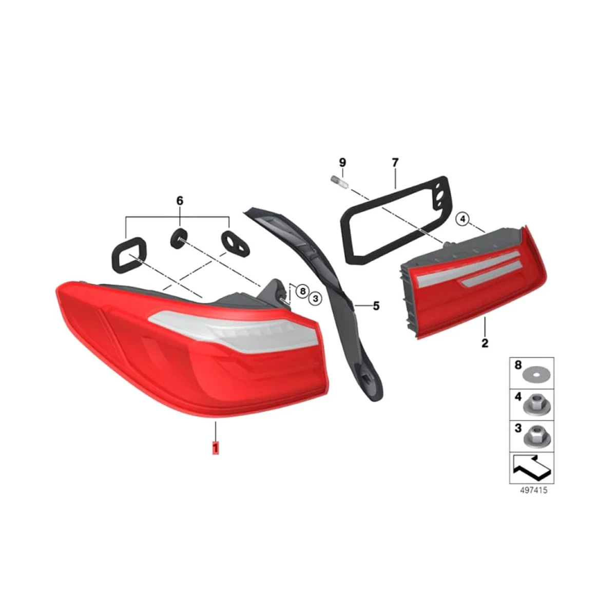 

Right Rear Bumper Lights Assembly Tail Light Brake Light for G30 520DX B47 G30 530I B48 G30 530DX 525I Sedan 2017