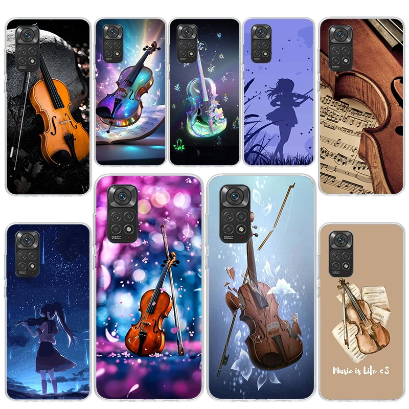 Чехол для телефона с музыкальной скрипкой Xiaomi Redmi Note 13 12 12S 11 11S 10 10S 11E Pro Plus 11T 9 9S 8 8T 7