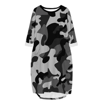 vitinea new fashion 3d print long premium military pocket loose casual robe summer dress traf for women
